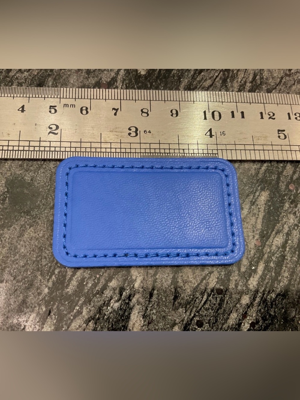 NEW Tumi Large 2-1/4” x 1-3/8” Leather Monogram Patch - BRIGHT BLUE color